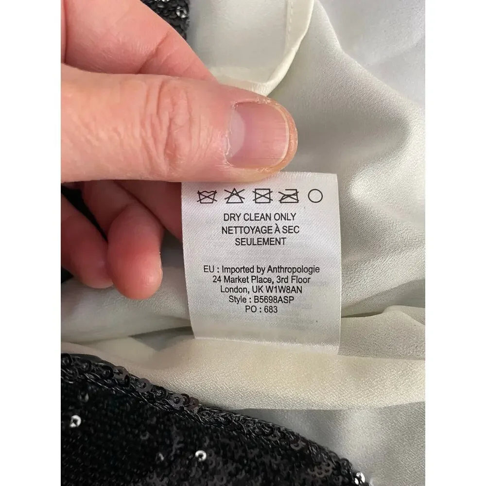 Tabitha Women's Petite 8P Cream Black Sequin Sleeveless Sheath Dress * - Picture 9 of 9